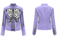 a purple jacket with a skeleton on it